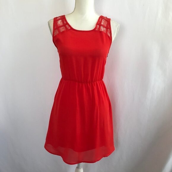 Event Bright Red/Lace Back Dress - Picture 1 of 15